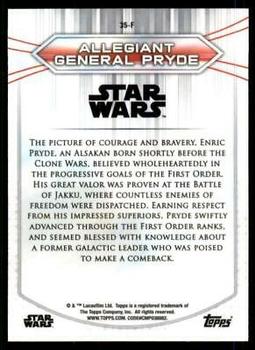 2020 Topps Chrome Star Wars Perspectives Resistance vs. the First Order #35-F Allegiant General Pryde Back