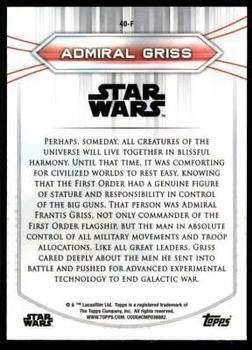 2020 Topps Chrome Star Wars Perspectives Resistance vs. the First Order #40-F Admiral Griss Back