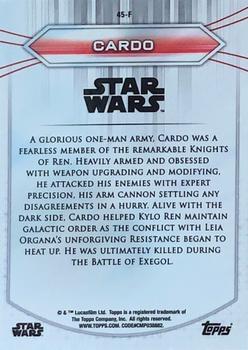 2020 Topps Chrome Star Wars Perspectives Resistance vs. the First Order #45-F Cardo Back
