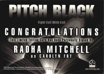 2004 Rittenhouse The Chronicles of Riddick - Autographs #NNO Radha Mitchell Back