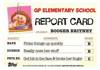 2020 Topps Garbage Pail Kids: Late to School - Bruised Black #12a Booger Britney Back