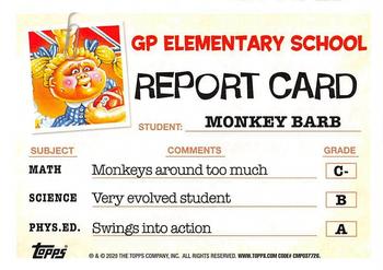 2020 Topps Garbage Pail Kids: Late to School - Bruised Black #30a Monkey Barb Back