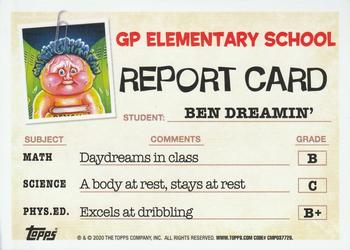 2020 Topps Garbage Pail Kids: Late to School - Booger Green #27a Ben Dreamin' Back