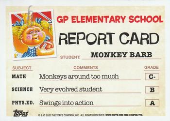 2020 Topps Garbage Pail Kids: Late to School - Booger Green #30a Monkey Barb Back