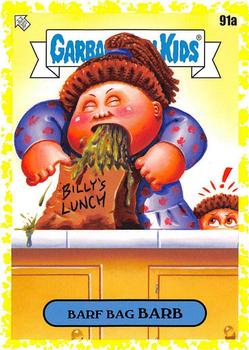 2020 Topps Garbage Pail Kids: Late to School - Phlegm Yellow #91a Barf Bag Barb Front
