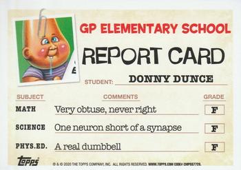 2020 Topps Garbage Pail Kids: Late to School - Phlegm Yellow #94a Donny Dunce Back