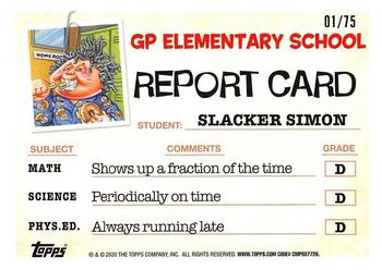 2020 Topps Garbage Pail Kids: Late to School - Blood Nose Red #6a Slacker Simon Back