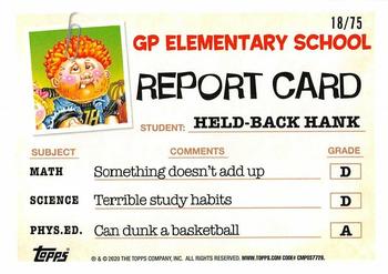 2020 Topps Garbage Pail Kids: Late to School - Blood Nose Red #28a Held-Back Hank Back