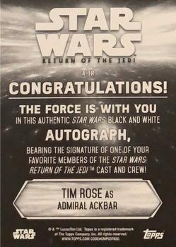 2020 Topps Star Wars Return of the Jedi Black & White - Autographs #NNO Tim Rose Back