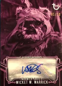 2020 Topps Star Wars Return of the Jedi Black & White - Autographs Purple Hue Shift #NNO Warwick Davis Front