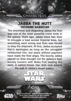2020 Topps Star Wars Return of the Jedi Black & White - Iconic Characters #IC-13 Jabba The Hutt Back
