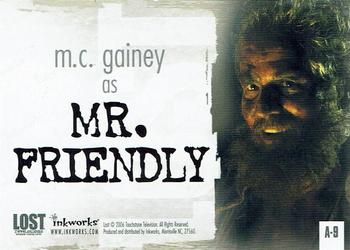 2006 Inkworks Lost Revelations - Autographs #A-9 M.C. Gainey as Mr. Friendly Back