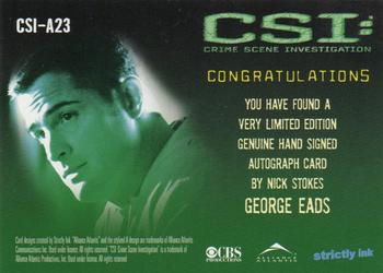 2004 Strictly Ink CSI Series 2 - Autographs #CSI-A23 George Eads Back