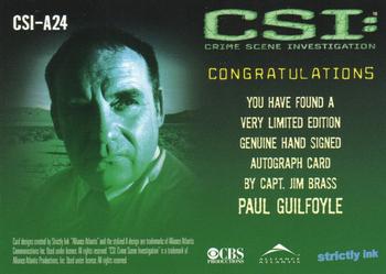 2004 Strictly Ink CSI Series 2 - Autographs #CSI-A24 Paul Guilfoyle Back