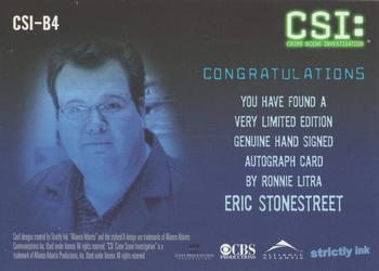 2004 Strictly Ink CSI Series 2 - Autographs #CSI-B4 Eric Stonestreet Back