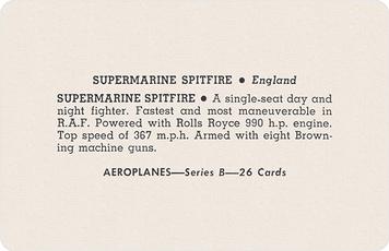 1940 Card-O Aeroplanes Series B (R112-3) #NNO Supermarine Spitfire Back