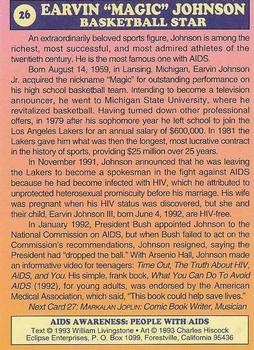 1993 Eclipse AIDS Awareness #26 Magic Johnson Back