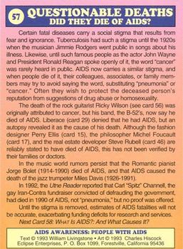 1993 Eclipse AIDS Awareness #57 Questionable Deaths Back