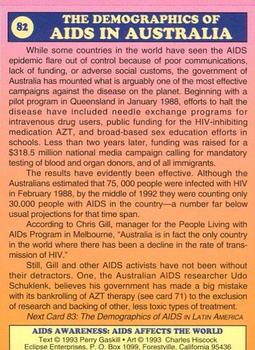 1993 Eclipse AIDS Awareness #82 The Demographics of AIDS in Australia Back
