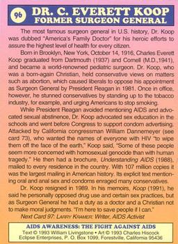 1993 Eclipse AIDS Awareness #96 Dr. C. Everett Koop Back