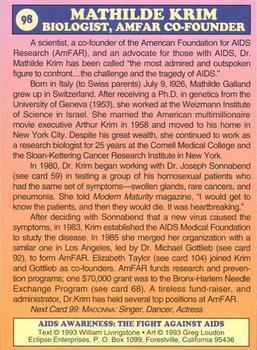 1993 Eclipse AIDS Awareness #98 Mathilde Krim Back