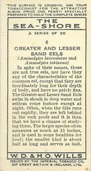 1938 Wills's The Sea-Shore #4 Greater And Lesser Sand Eels Back