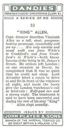 1932 Player's Dandies (Small) #33 Viscount Allen Back