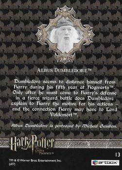 2007 ArtBox Harry Potter & the Order of the Phoenix - Retail #13 Albus Dumbledore Back