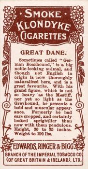 1908 Ringer's Dogs Series #9 Great Dane Back
