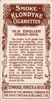 1908 Ringer's Dogs Series #17 Old English Sheep-Dog Back