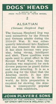 1955 Player's Dogs' Head #2 Alsatian Back