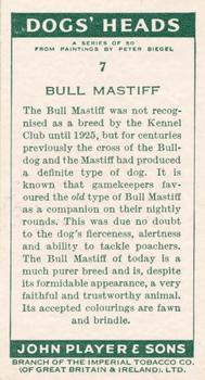 1955 Player's Dogs' Head #7 Bull Mastiff Back