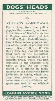 1955 Player's Dogs' Head #25 Yellow Labrador Back