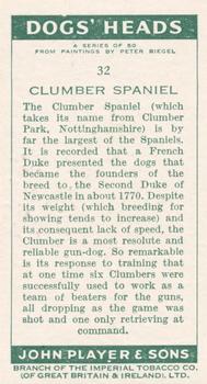 1955 Player's Dogs' Head #32 Clumber Spaniel Back