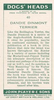 1955 Player's Dogs' Head #40 Dandie Dinmont Terrier Back