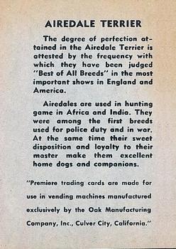 1957 Oak Manufacturing Premiere Dogs #NNO Airedale Terrier Back