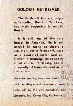 1957 Oak Manufacturing Premiere Dogs #NNO Golden Retriever Back