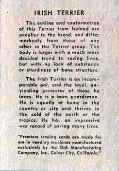 1957 Oak Manufacturing Premiere Dogs #NNO Irish Terrier Back