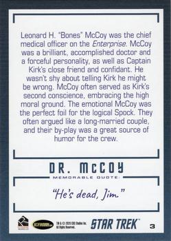 2020 Rittenhouse Star Trek The Original Series Archives & Inscriptions #3 Dr. McCoy Back