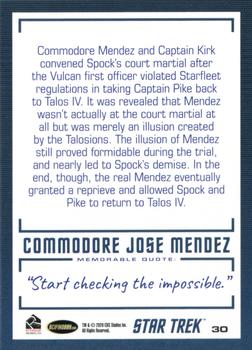 2020 Rittenhouse Star Trek The Original Series Archives & Inscriptions #30 Commodore Jose Mendez Back