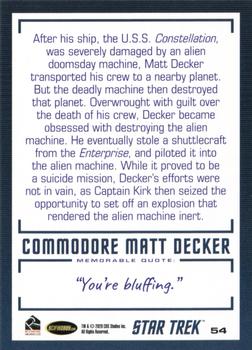 2020 Rittenhouse Star Trek The Original Series Archives & Inscriptions #54 Commodore Matt Decker Back