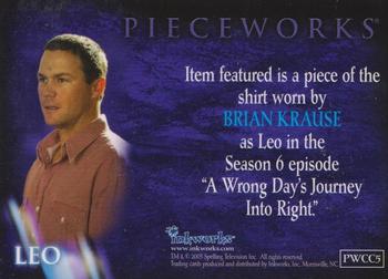 2005 Inkworks Charmed Conversations - Pieceworks #PWCC5 Leo Wyatt Back