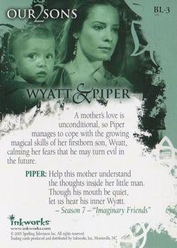 2005 Inkworks Charmed Conversations - Our 2 Sons Box Loaders #BL-3 Wyatt Halliwell / Piper Halliwell Back