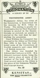 1937 Kensitas Coronation #50 Westminster Abbey Back