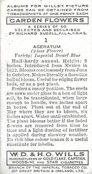 1939 Wills's Garden Flowers #1 Ageratum Back