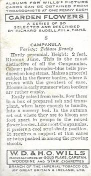 1939 Wills's Garden Flowers #8 Campanula Back