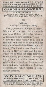1939 Wills's Garden Flowers #48 Viola Back