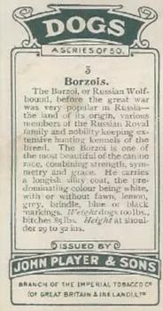 1925 Player's Dogs (Small) #3 Borzois Back