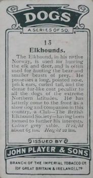 1925 Player's Dogs (Small) #13 Elkhounds Back