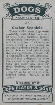 1925 Player's Dogs (Small) #35 Cocker Spaniels Back